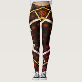 MODERN abstrakt zeichnend in Gelb-Rot-Bräunen-Mosa Leggings