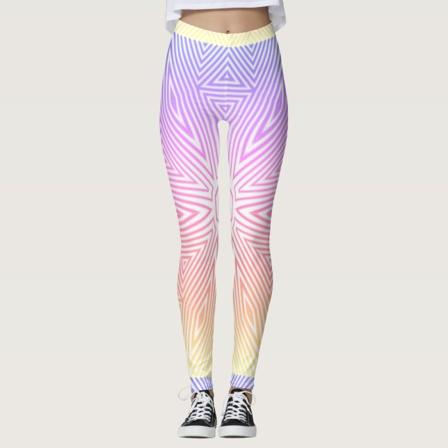 MODERN abstrakt zeichnend rosa-gelb-weiß-mosaik Leggings (Vorderseite)