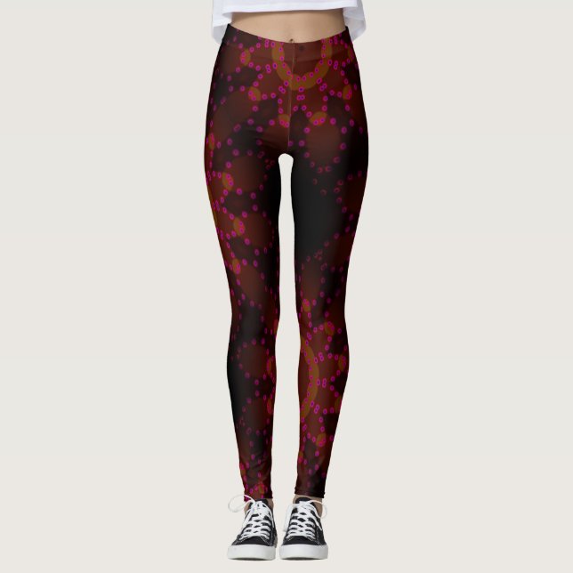 MODERN abstrakt zeichnend-schwarz-rot-braun-mosaik Leggings (Vorderseite)