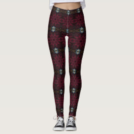 MODERN abstrakt zeichnend Schwarz-Rot-Grau-Mosaik Leggings
