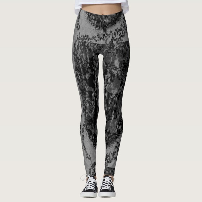 MODERN abstrakt zeichnend tiefgrau-schwarz-mosaik Leggings (Vorderseite)