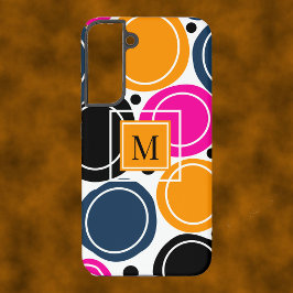 Modern Abstrakte Circles Monogram Pink Aquamarin Samsung Galaxy Hülle