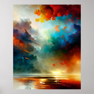 Modern Abstrakte Farbtöne Blau Gold aquamarin 1 Poster
