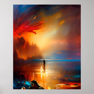 Modern Abstrakte Farbtöne Blau Gold aquamarin 2 Poster