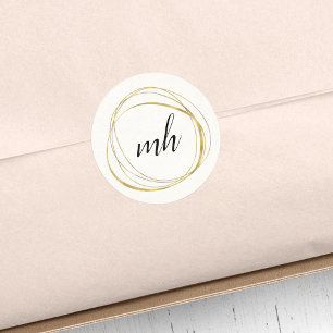 Modern Abstrakte Imitate Gold Monogram Logo Runder Aufkleber