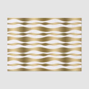 Modern Abstrakte Zebrastreifen aus Weiß und Gold Seidenpapier
