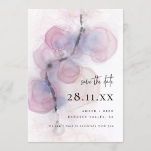 Modern Abstrakter Alkohol Tinte Art Rosa Save the  Einladung
