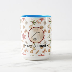 Modern Abstraktes Beauty Face Logo Zweifarbige Tasse