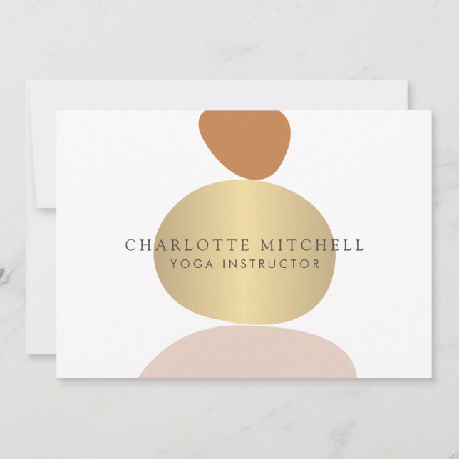 Modern Abstraktes Zen-Stones-Gold-Logo Mitteilungskarte (Vorderseite)