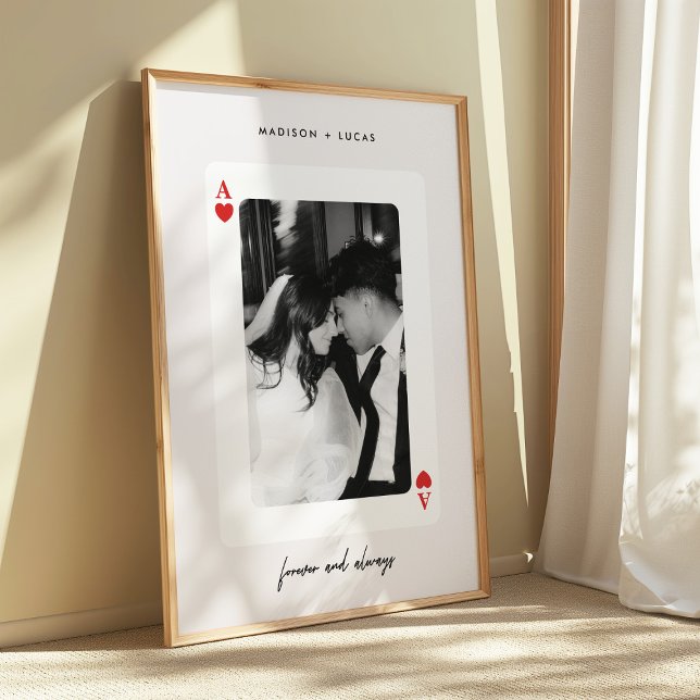 Modern Ace of Hearts Couple Wedding Photo Poster (Von Creator hochgeladen)