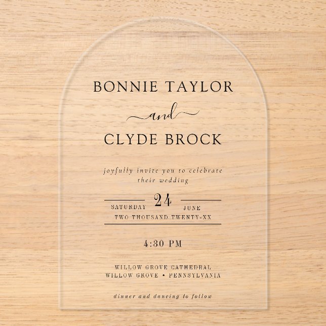 Modern Acrylic Arch Wedding Invitation Suite Acryleinladungen (Vorderseite)
