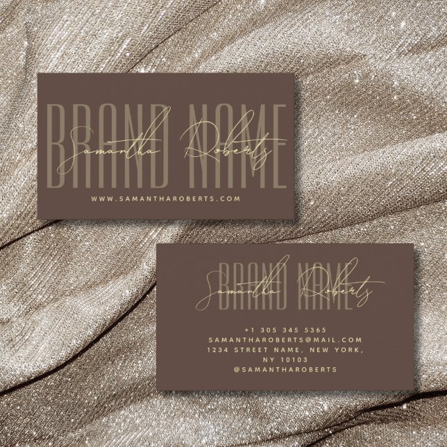 Modern add brand name elegant brown visitenkarte (Von Creator hochgeladen)