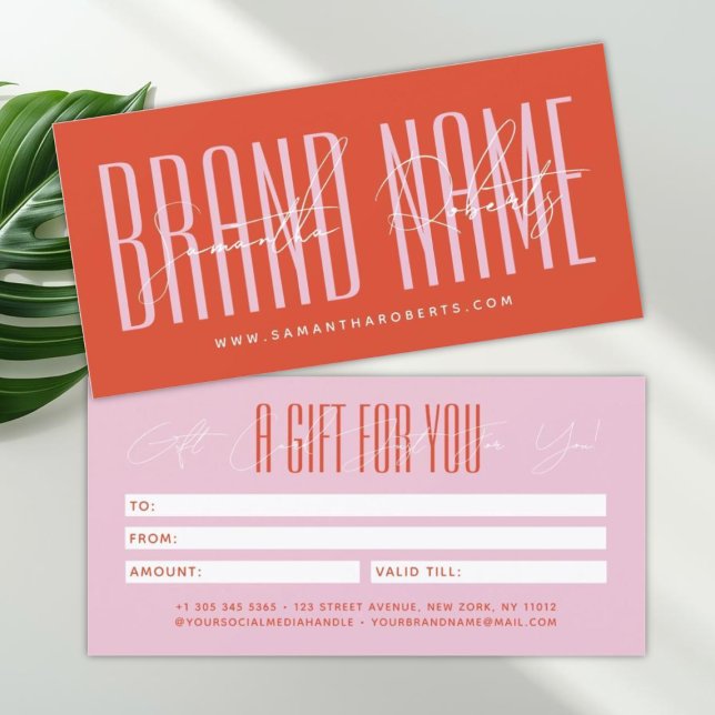 Modern add brand name script typography gift card (Von Creator hochgeladen)