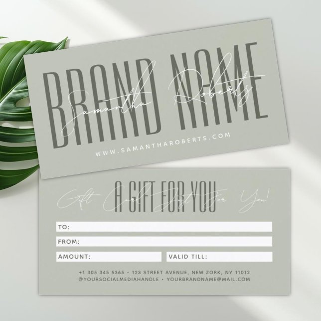 Modern add brand name script typography gift card (Von Creator hochgeladen)