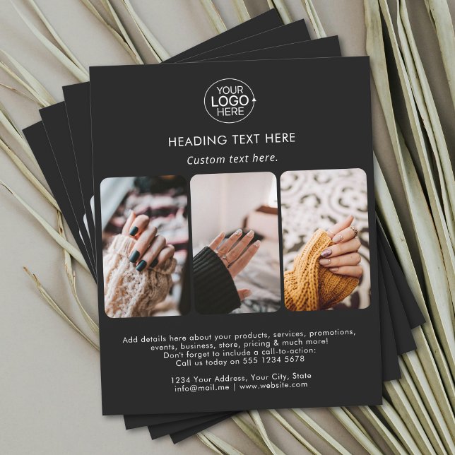 Modern Add Your Logo Typografy Foto Grid Black Flyer (Modern Add Your Logo Typography Photo Grid Black Flyer)