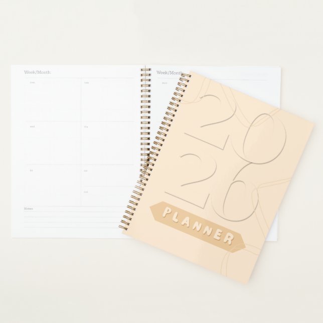 Modern Aesthetic Neutral Beige Line Art 2026 Planer (Anzeige)