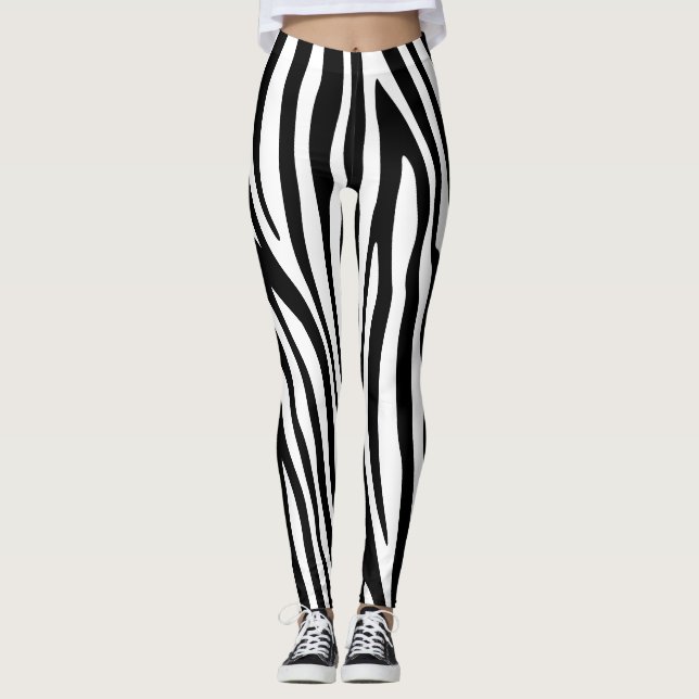 Modern African Mountain Zebra Animal Print Muster Leggings (Vorderseite)