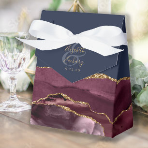 Modern Agate Geode Burgundy Gold Navy Blue Geschenkschachtel