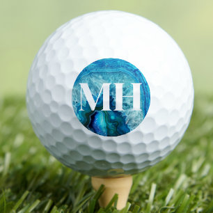 Modern Agate Golfer Initial Monogram Golfball