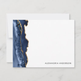 Modern Agate Navy Blue Gold Glitzer Marble Geode Mitteilungskarte