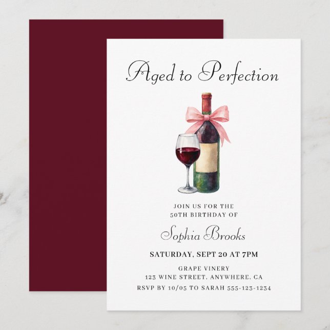 Modern Aged To Perfection 50th Birthday Party Einladung (Vorne/Hinten)