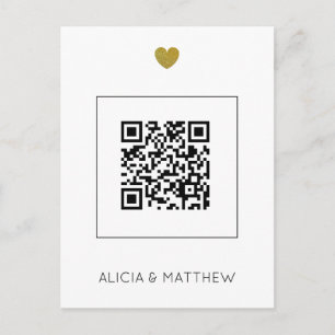 Modern All in One Wedding Invitation with QR Code Postkarte
