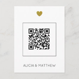 Modern All in One Wedding Invitation with QR Code Postkarte