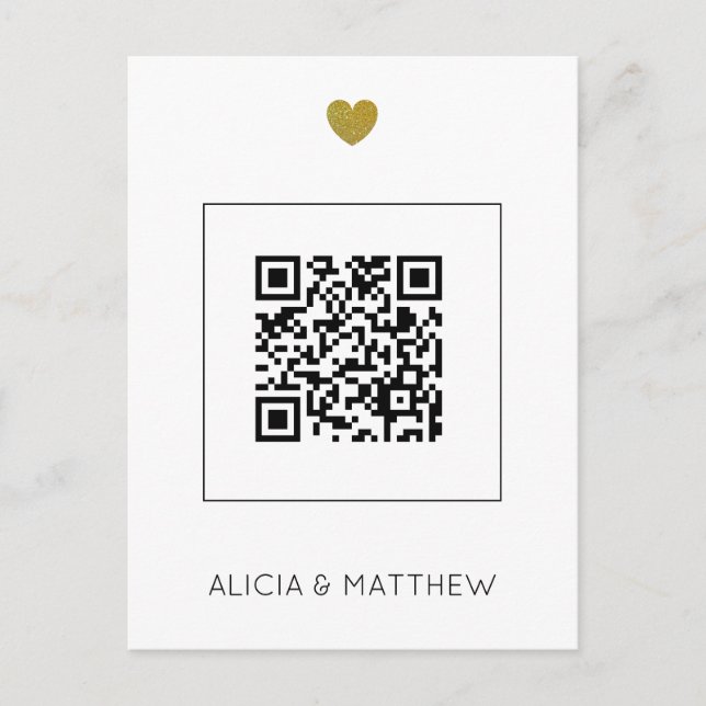 Modern All in One Wedding Invitation with QR Code Postkarte (Vorderseite)