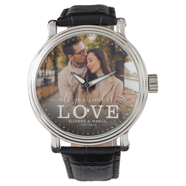 Modern Alles, was Sie brauchen, ist LIEBE Hochzeit Armbanduhr (Vorderseite)