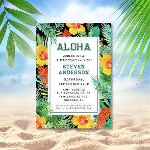 Modern Aloha Tropical Luau Birthday Einladung