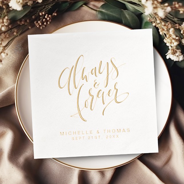 Modern Always And Forever Script Wedding (Modern Always And Forever Script Wedding Foil Napkins)