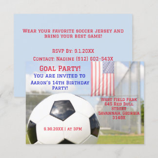 Modern American Flag Soccer Birthday Einladung