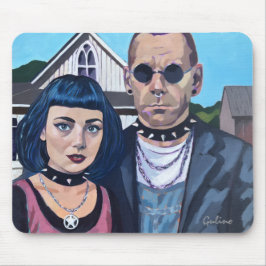 Modern American Gothic  Art- Grant Woods Inspired Mousepad