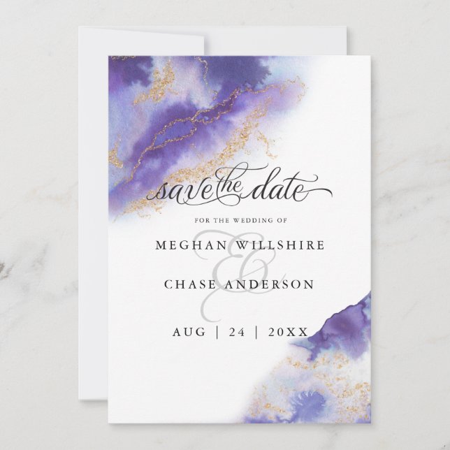Modern Amethyst Watercolor Geode BarefootBride™ (Vorderseite)