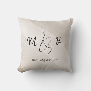 Modern Amperand Couple Initials Script neutral Kissen