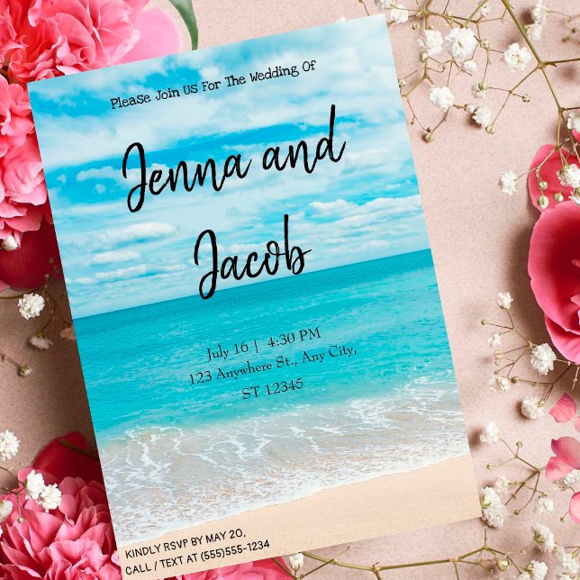 Modern and Elegant Beach Wedding Invitation Einladung (Von Creator hochgeladen)