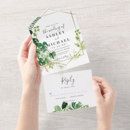 Modern and elegant tropical frame  all in one einladung