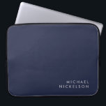 Modern and Minimal Dark Navy Blue | Add your Name Laptopschutzhülle<br><div class="desc">This professional,  modern design features your name in clean white text on a dark navy blue background.</div>