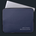 Modern and Minimal Dark Navy Blue | Add your Name Laptopschutzhülle<br><div class="desc">This professional,  modern design features your name in clean white text on a dark navy blue background.</div>
