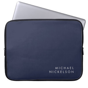 Modern and Minimal Dark Navy Blue   Add your Name Laptopschutzhülle