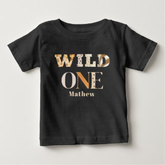 Modern Animal Print One Wild Safari First Birthday Baby T-shirt