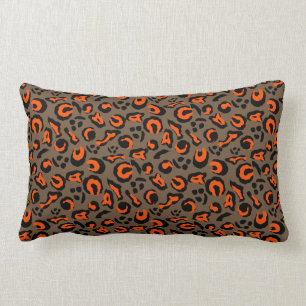 Modern Animal Skin Orange Brown Mix Leopard Print Lendenkissen