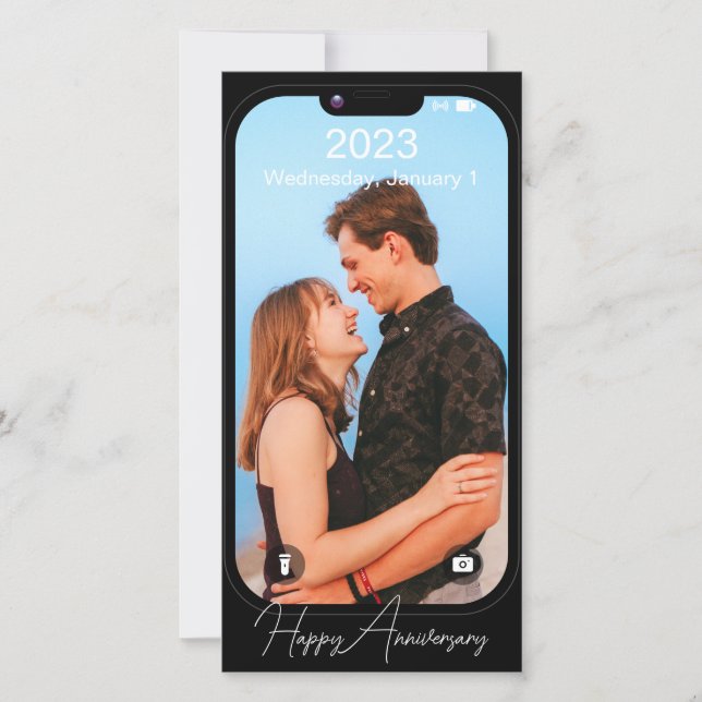Modern Anniversary Phone Lock Screen Foto Card (Vorderseite)