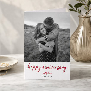 Modern Anniversary Photo   Minimalist Red Stylish Karte