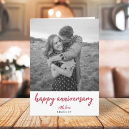 Modern Anniversary Photo | Minimalist Red Stylish Karte