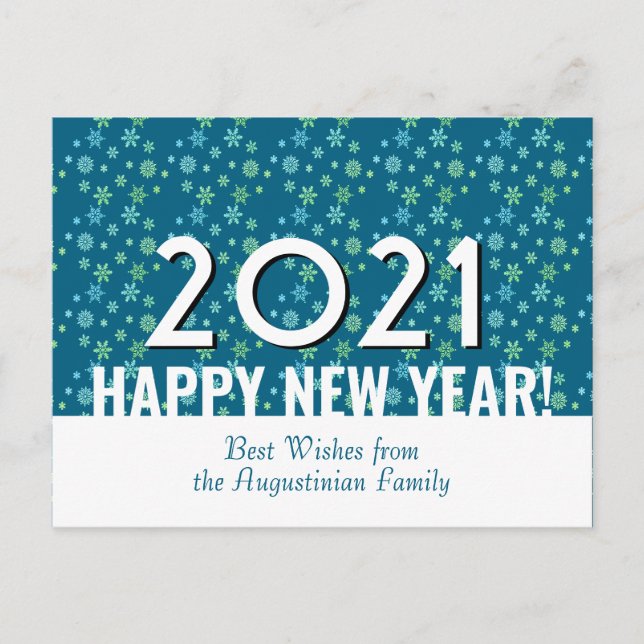 Modern ANY YEAR Snowflakes Happy New Year | 2021 Postkarte (Vorderseite)