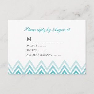 Modern Aqua Ombre Chevrons Response Cards RSVP Karte