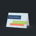 Modern Aqua Stripes Grandson Birthday Karte<br><div class="desc">Geburtstagskarte für Enkel mit modernem türkisblauem Streifen Design und nachdenklichem Vers.</div>