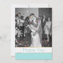 Modern Aqua Zickzack Wedding Foto Danke Karte