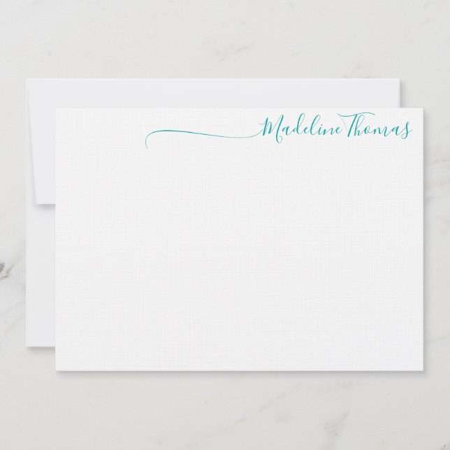 Modern Aquamarine grüne Schriftzeichen Mitteilungskarte (Vorderseite)